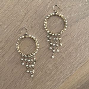 BCBG Pearl hoop statement earrings.